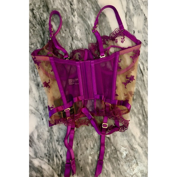 Honey Birdette $170 NWT Madison 32G Amethyst Corset Bra Top NEW - Picture 2 of 5